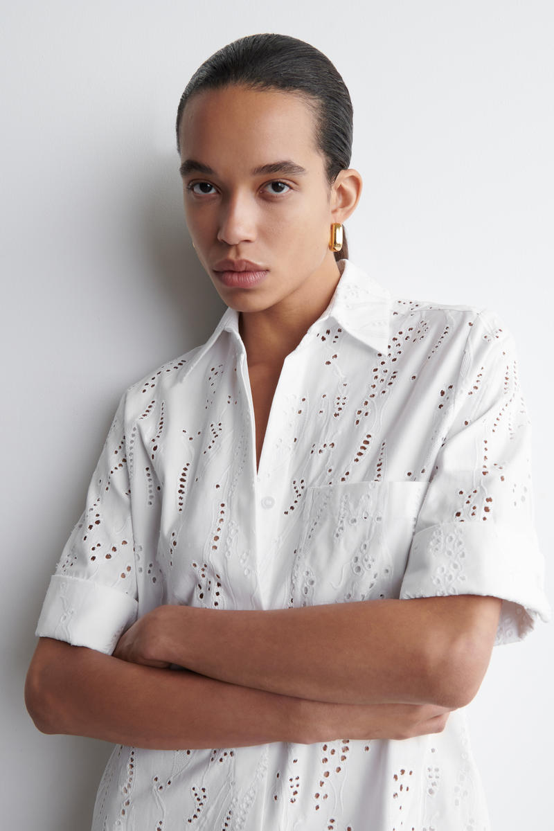 COS ブロデリーアングレーズシャツワンピース