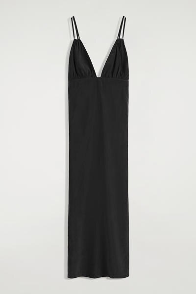 COS ギャザーVネックマキシドレス