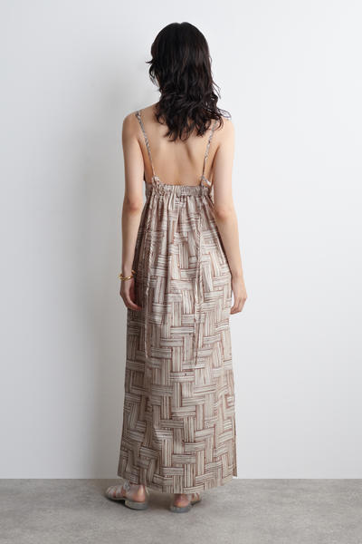 COS プリント柄Vネックマキシワンピース