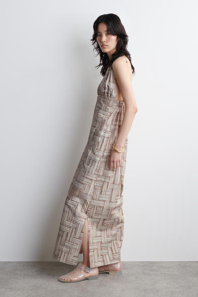 COS プリント柄Vネックマキシワンピース