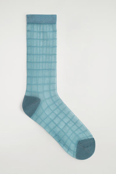 COS チェック柄シアーソックス