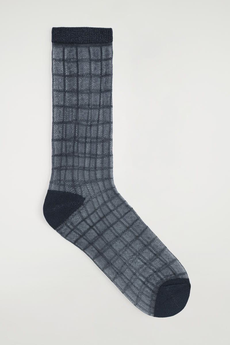 COS チェック柄シアーソックス