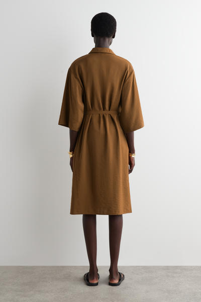 COS サイドベルトミディシャツドレス