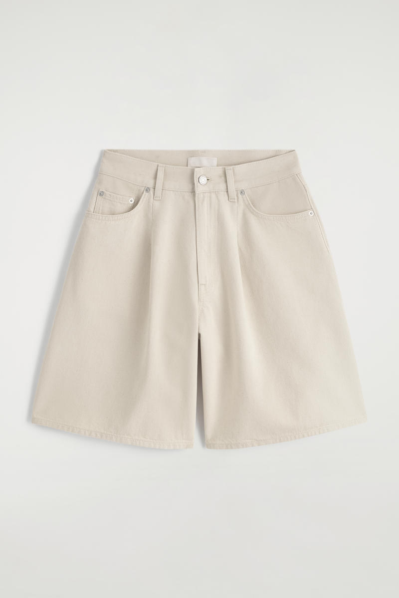 WIDE-LEG DENIM SHORTS ワイドレッグデニムショートパンツ ブルー｜COS