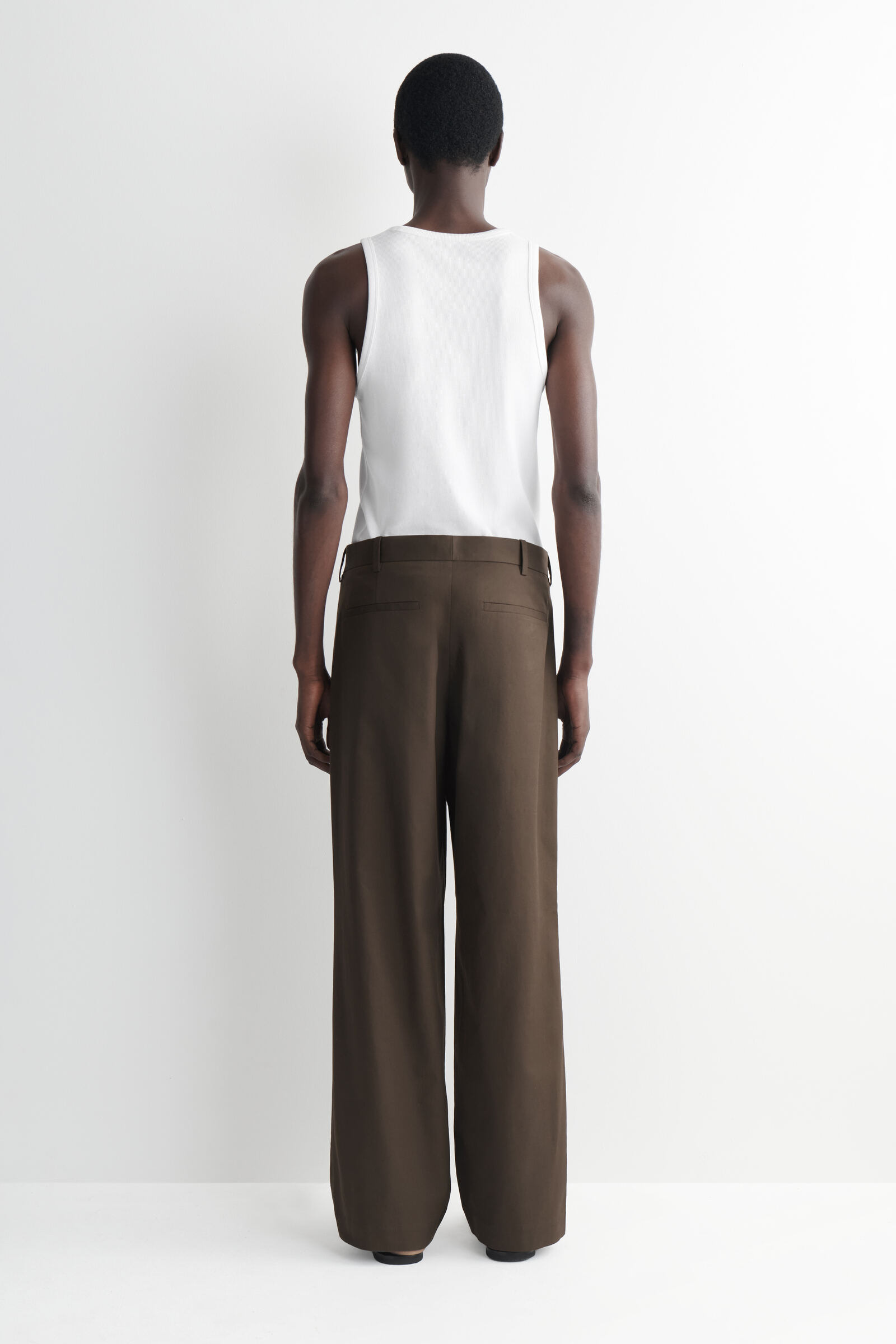 COTTON WIDE-LEG CHINOS コットンワイドレッグチノ ダークブラウン