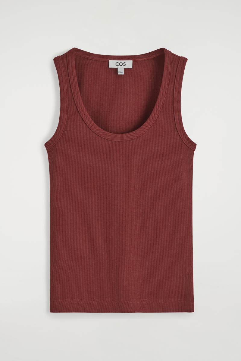 COS リブ編みスクープネックタンクトップ