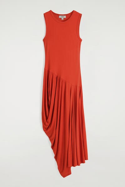 COS アシンメトリードレープミディワンピース