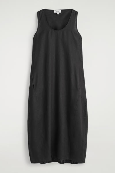 COS 裾ゴム仕様のリネンマキシドレス