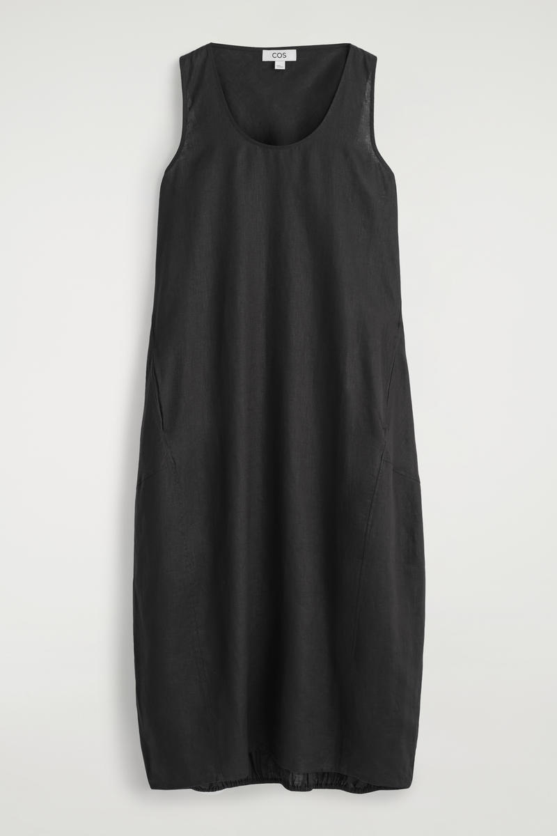COS 裾ゴム仕様のリネンマキシドレス