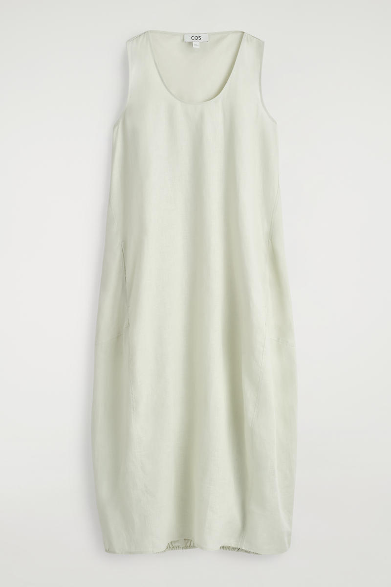 COS 裾ゴム仕様のリネンマキシドレス