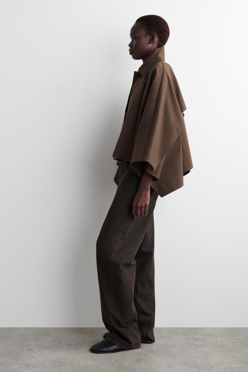 CROPPED TRENCH COAT CAPE クロップド トレンチコートケープ ダーク