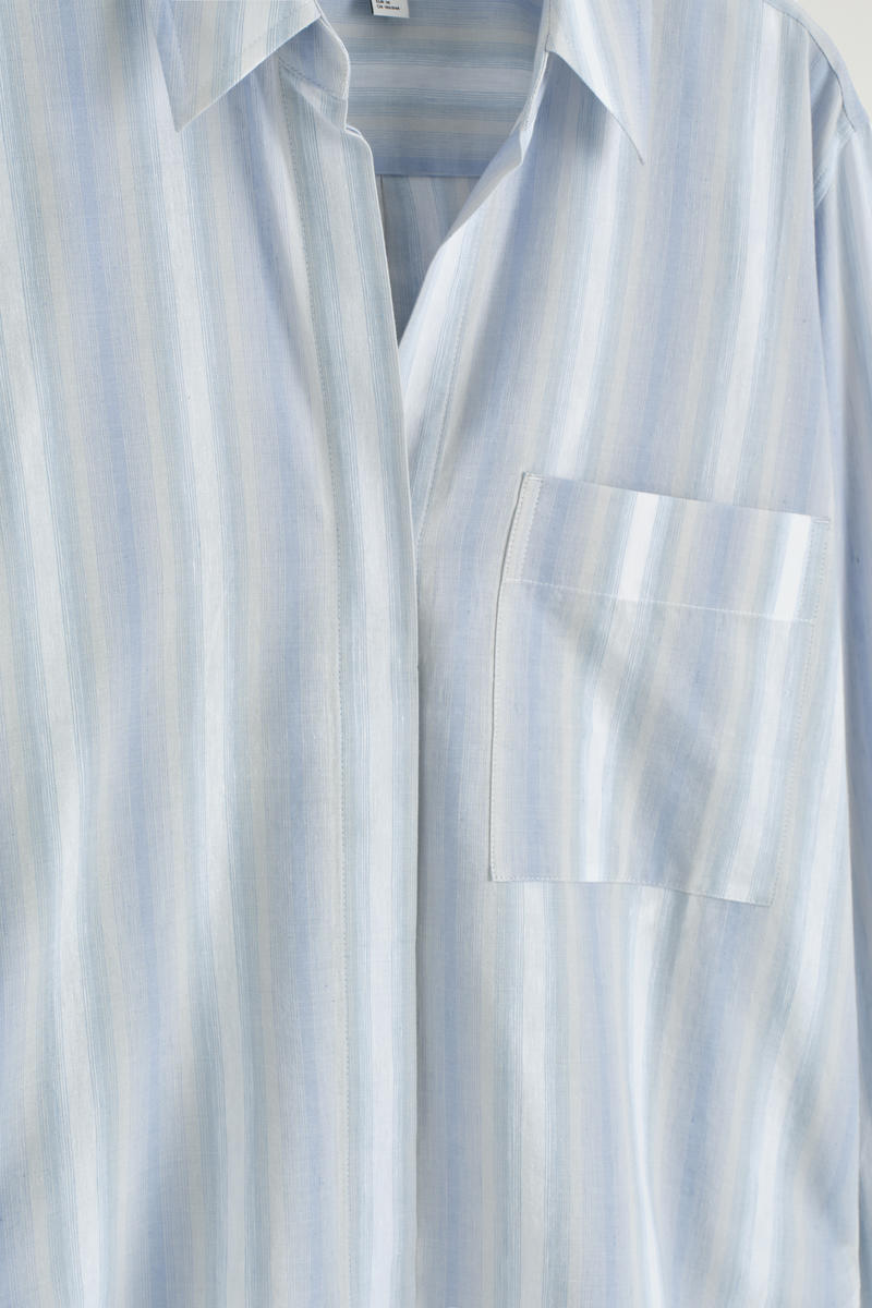 CROPPED STRIPED COTTON SHIRT クロップドストライプコットン