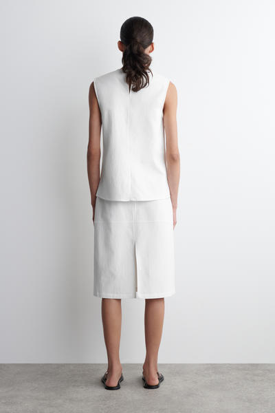 COS ノースリーブコットンシアサッカートップ