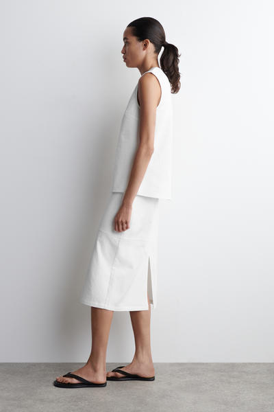 COS ノースリーブコットンシアサッカートップ