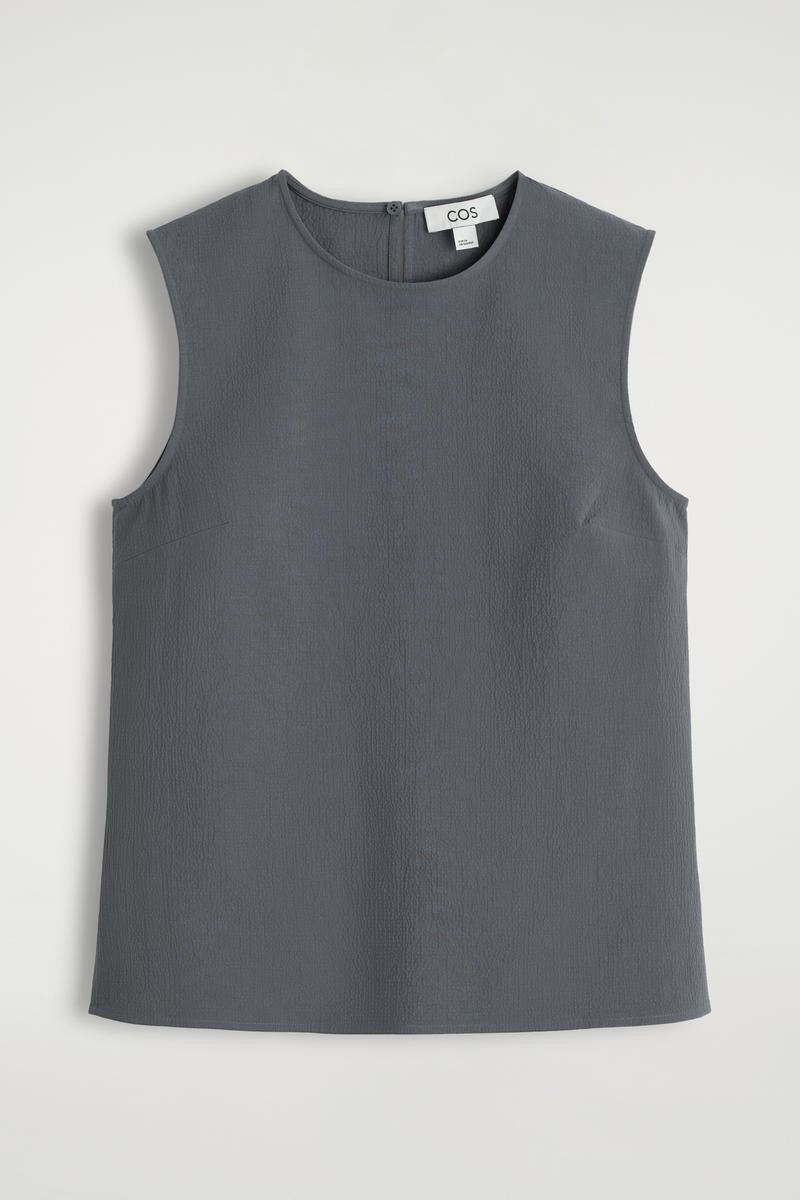 COS ノースリーブコットンシアサッカートップ