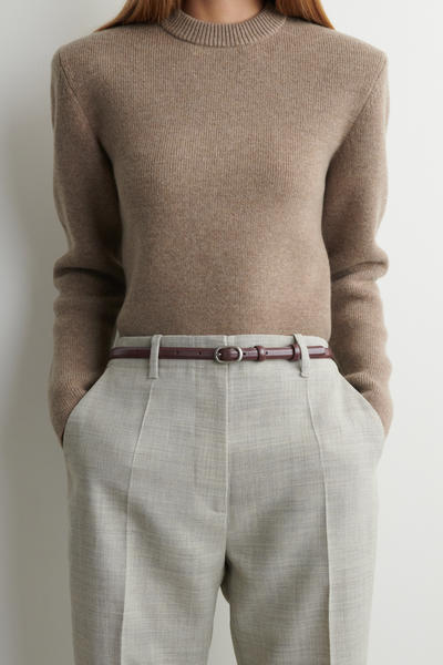 COS オーバルバックル スリムレザーベルト