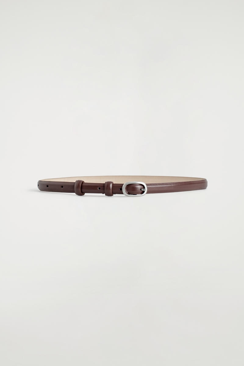 COS オーバルバックル スリムレザーベルト