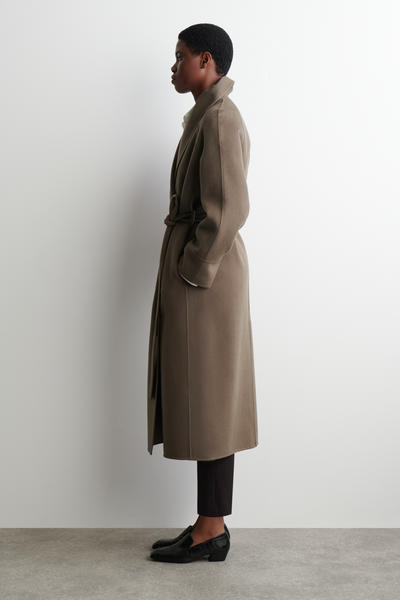 COS ベルト付きダブルフェイスウールコート