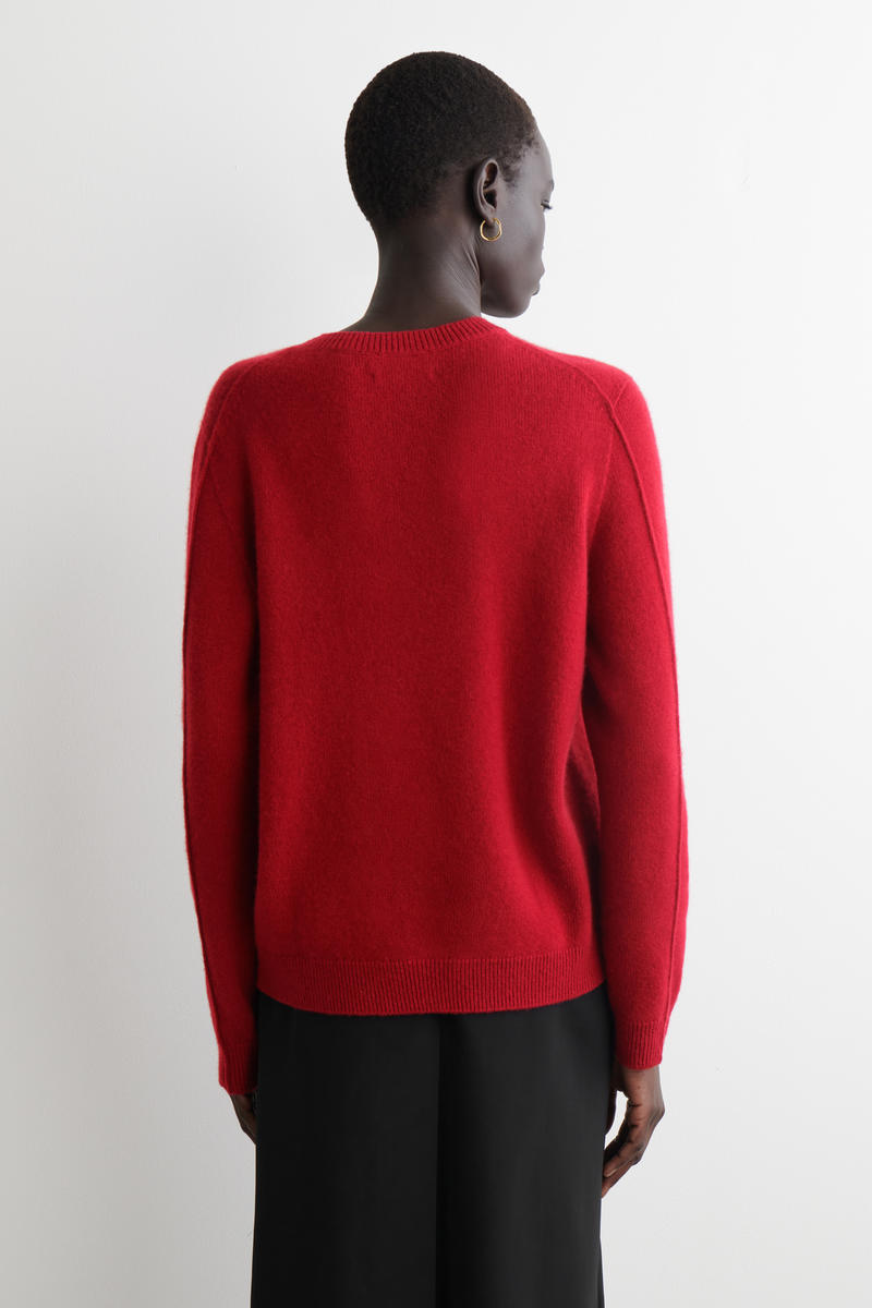 CASHMERE CREW-NECK JUMPER カシミヤクルー ネックセーター レッド