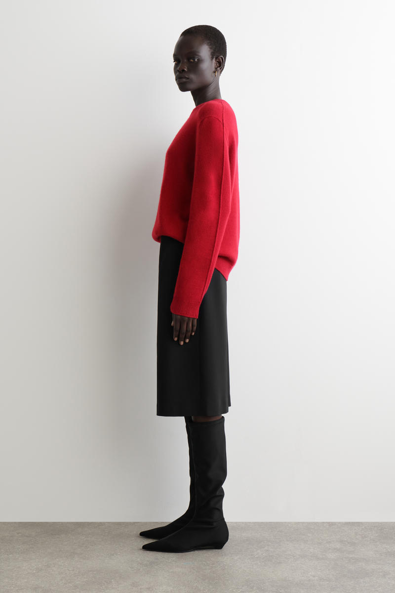 CASHMERE CREW-NECK JUMPER カシミヤクルー ネックセーター レッド