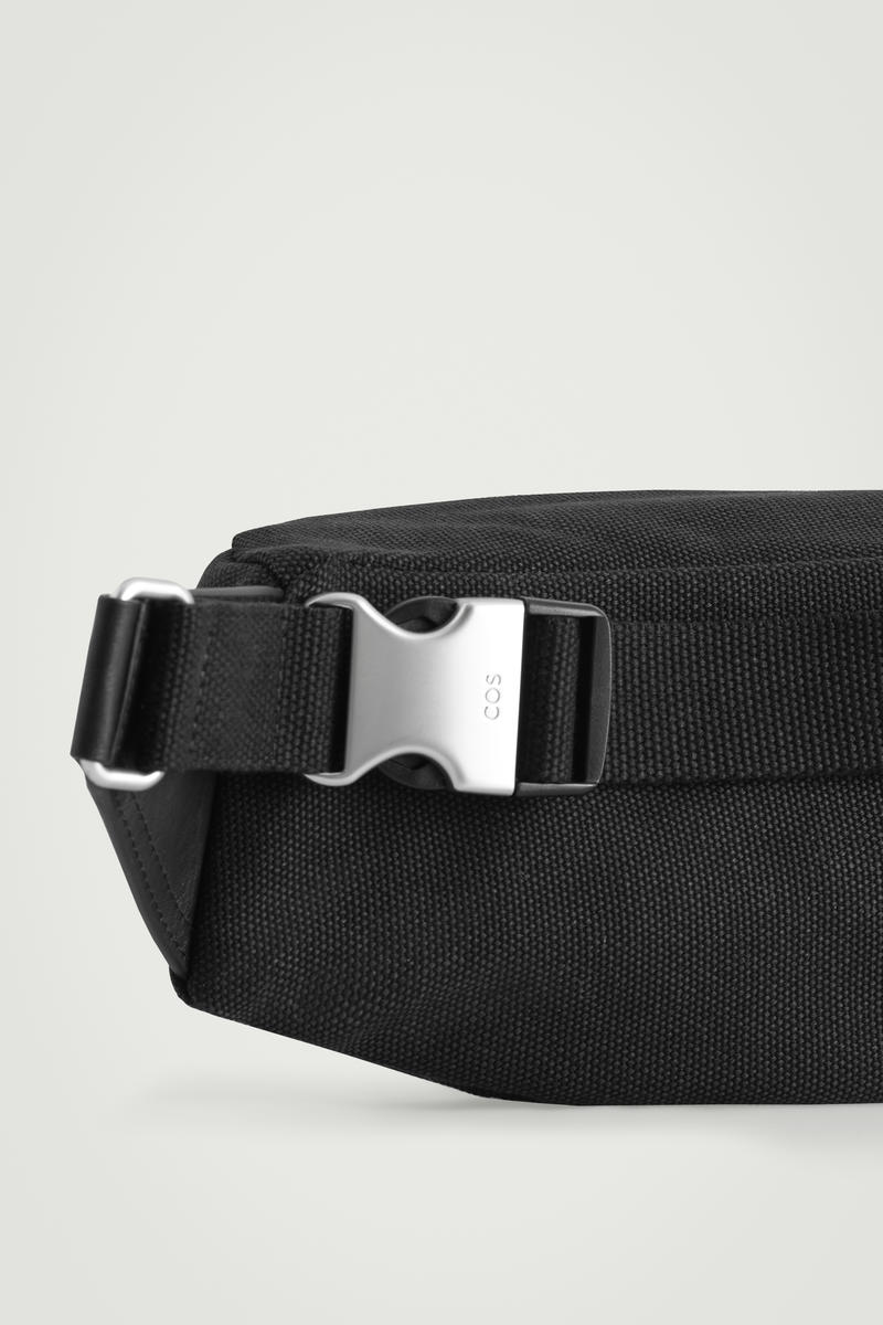 LEATHER-DETAIL CROSSBODY BAG - CANVAS レザーディテール クロス