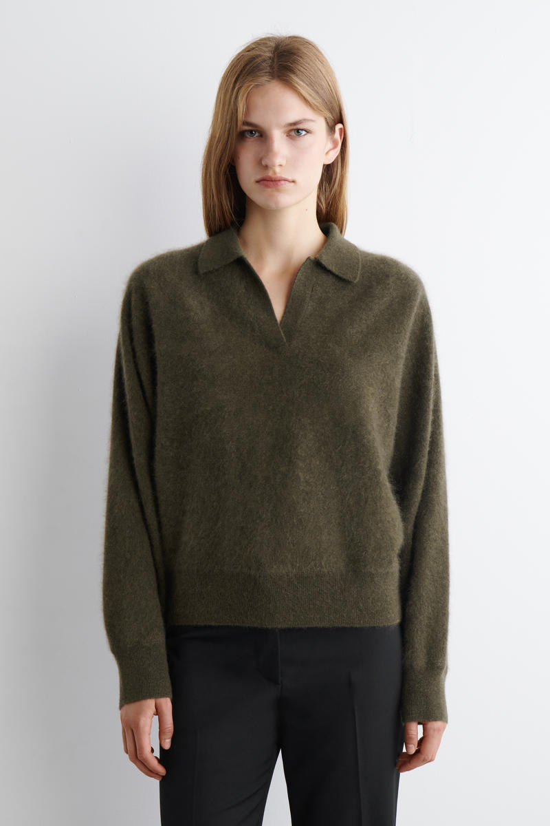 BRUSHED-CASHMERE POLO JUMPER ブラッシュドカシミヤポロセーター