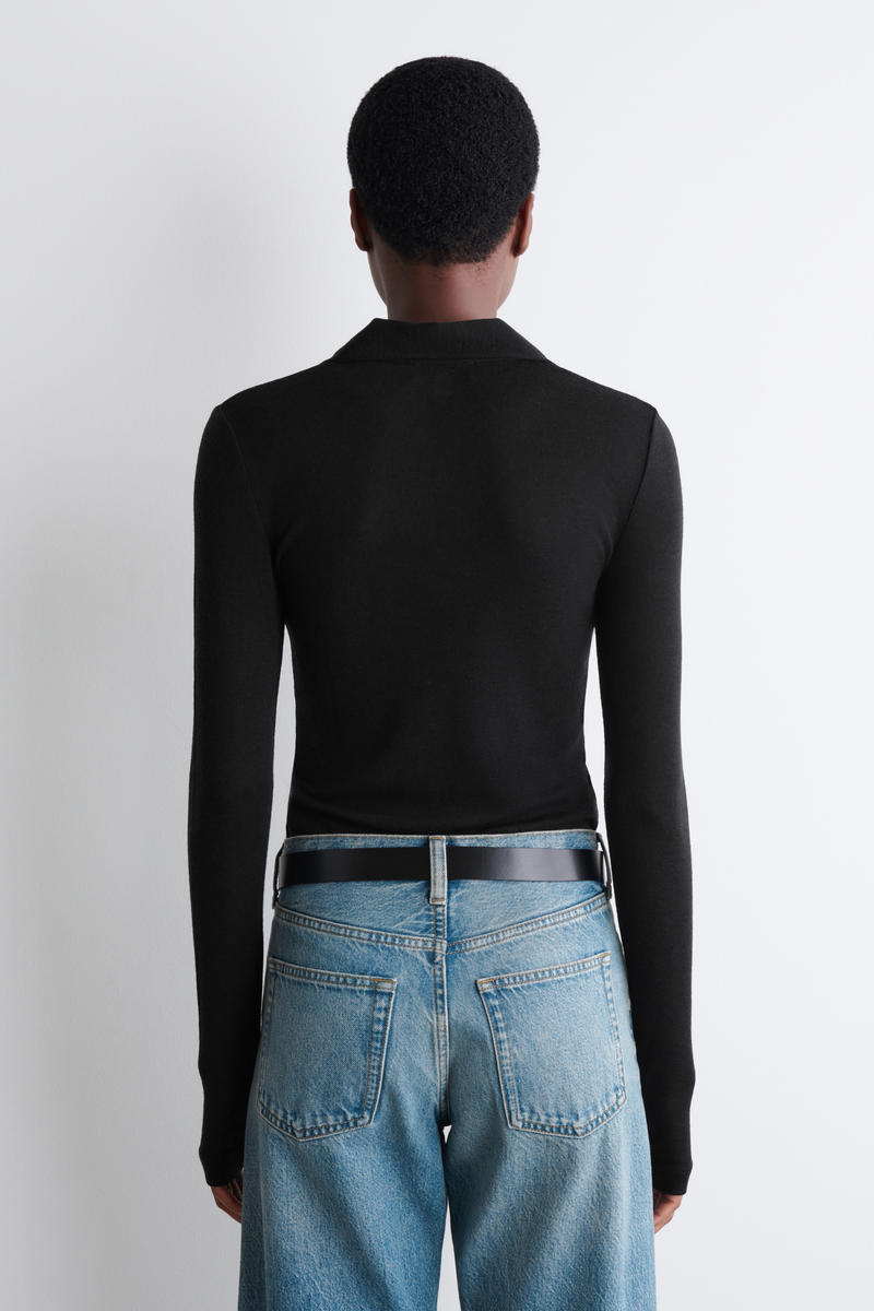 MERINO WOOL POLO SHIRT メリノウールポロシャツ ブラック｜COS コス