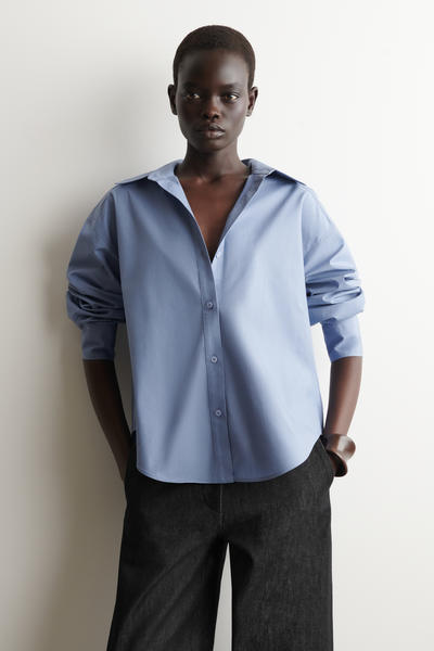 COS オープンカラーコットンシャツ