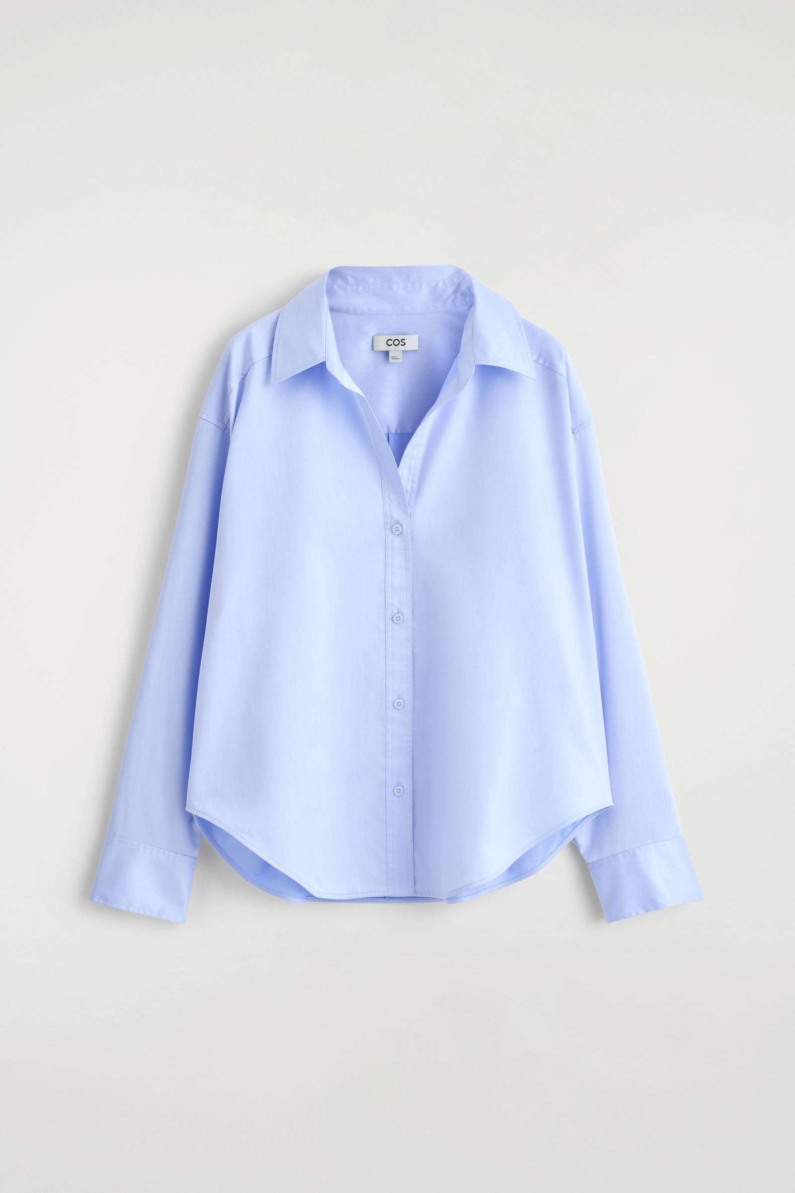 COS ライトブルー　シャツ　Sサイズ OPEN-COLLAR COTTON SHIRT オープンカラーコットンシャツ ライトブルー
