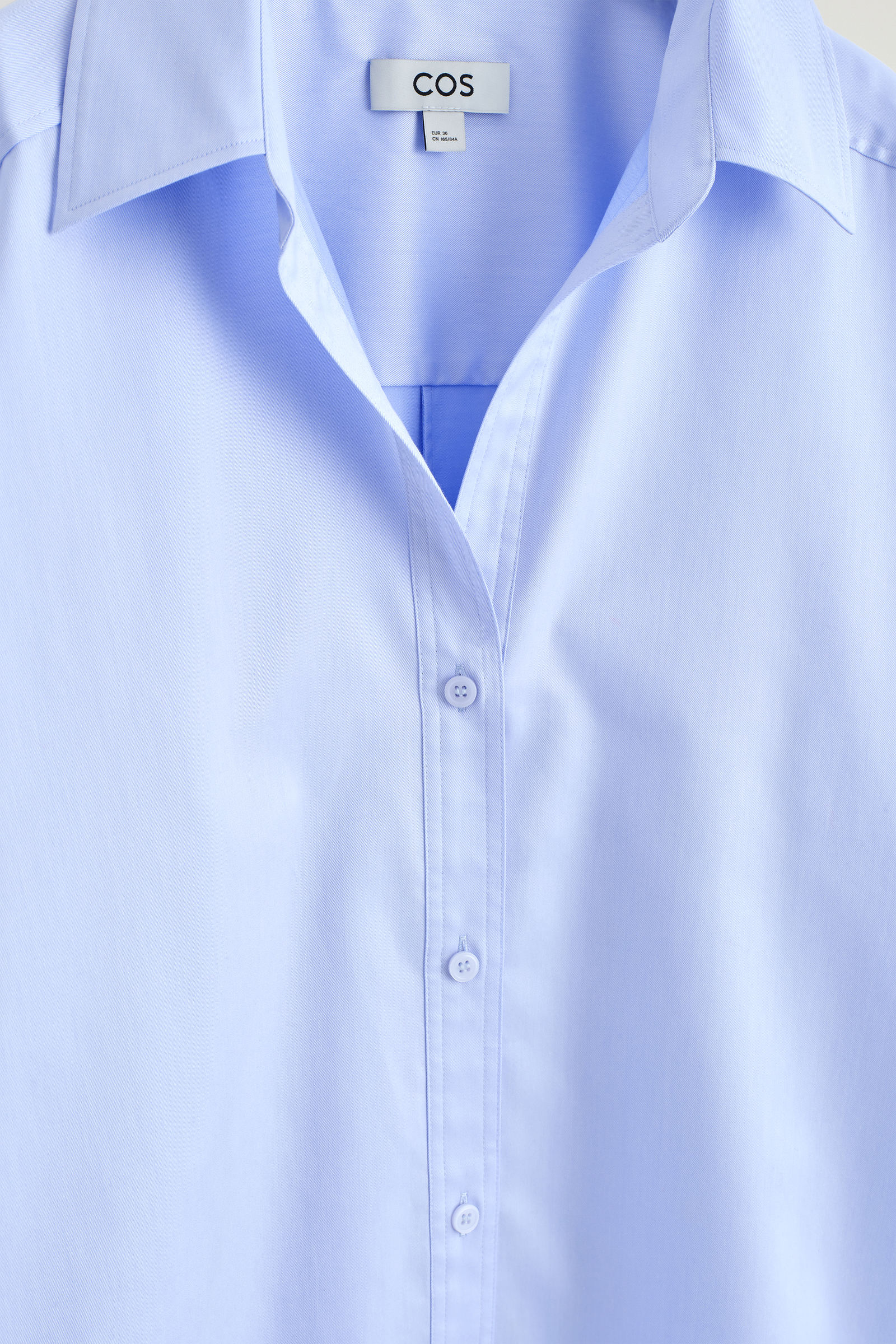 COS ライトブルー　シャツ　Sサイズ OPEN-COLLAR COTTON SHIRT オープンカラーコットンシャツ ライトブルー
