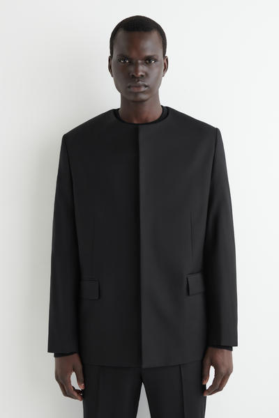 COS ノーカラーウールブレザー