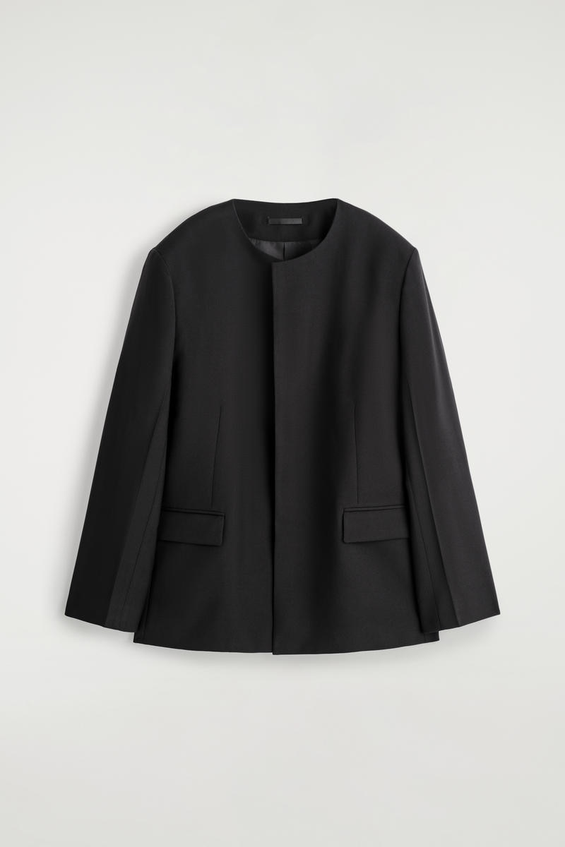 COS スカルプテッドカラーレスウールブレザー COLLARLESS WOOL BLAZER