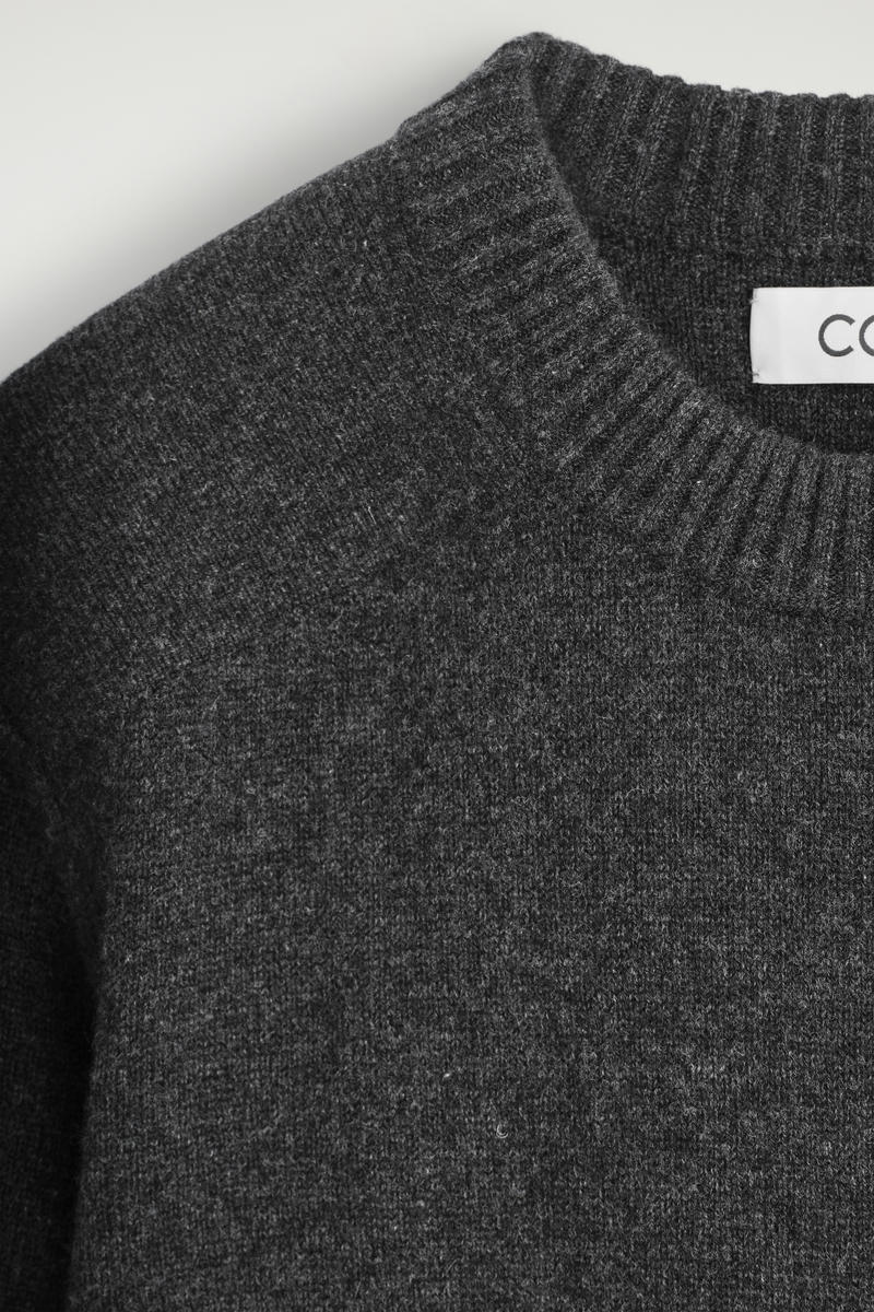 CASHMERE CREW-NECK JUMPER カシミヤクルー ネックセーター チャコール