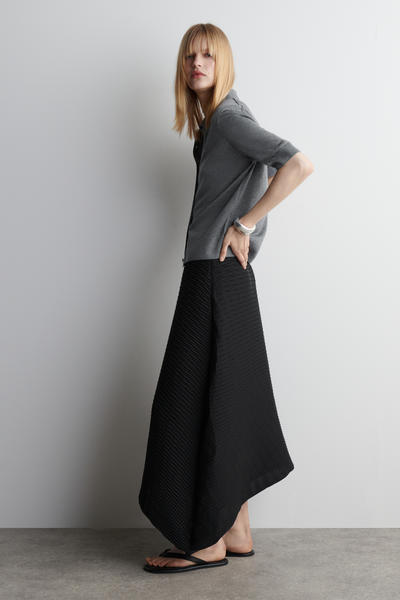 COS メリノウール混ポロカーディガン