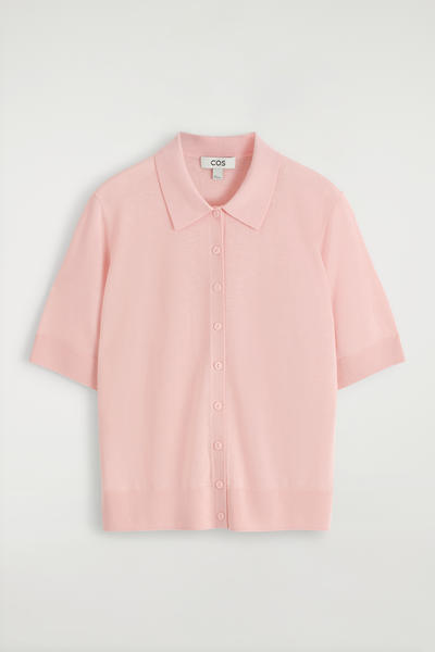 COS メリノウール混ポロカーディガン