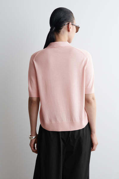 COS メリノウール混ポロカーディガン