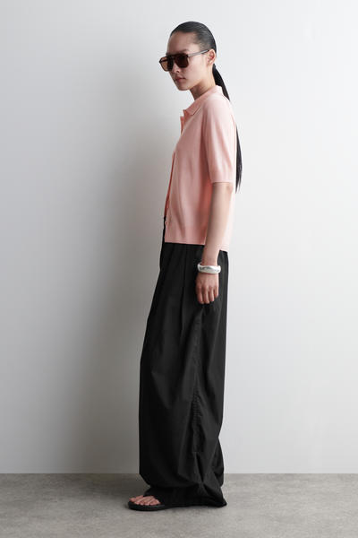 COS メリノウール混ポロカーディガン