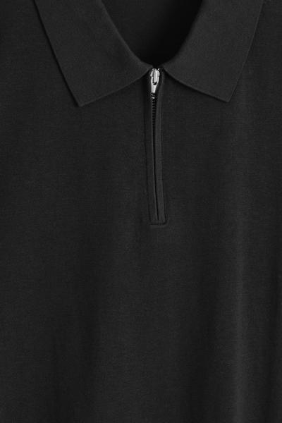 COS スリムニットシルクジップアップポロシャツ