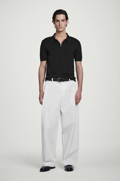 COS スリムニットシルクジップアップポロシャツ