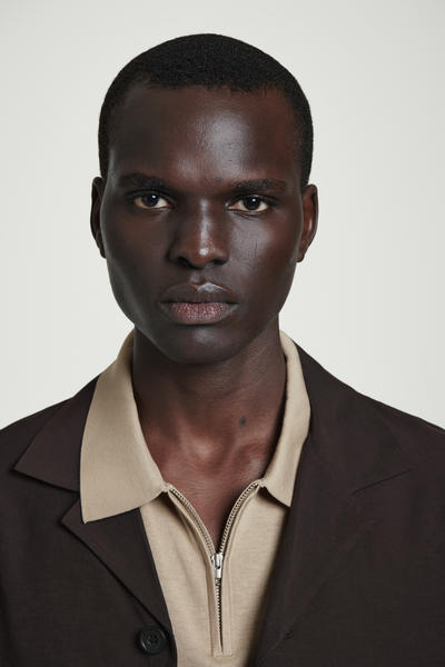 COS スリムニットシルクジップアップポロシャツ