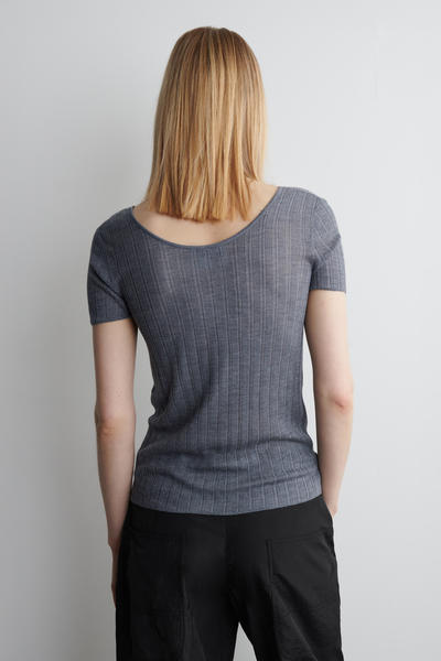 COS リブニットシルクTシャツ