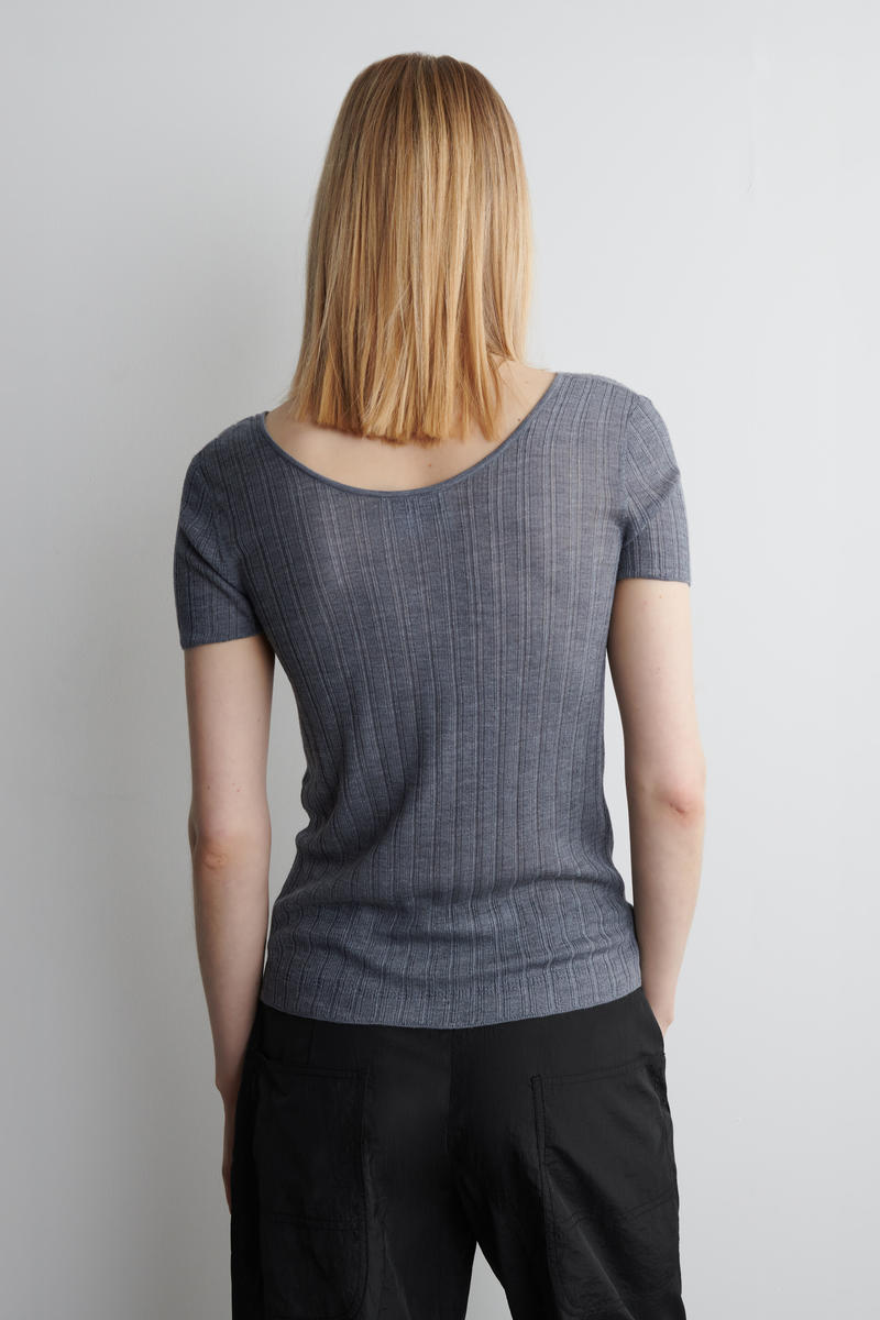 COS リブニットシルクTシャツ