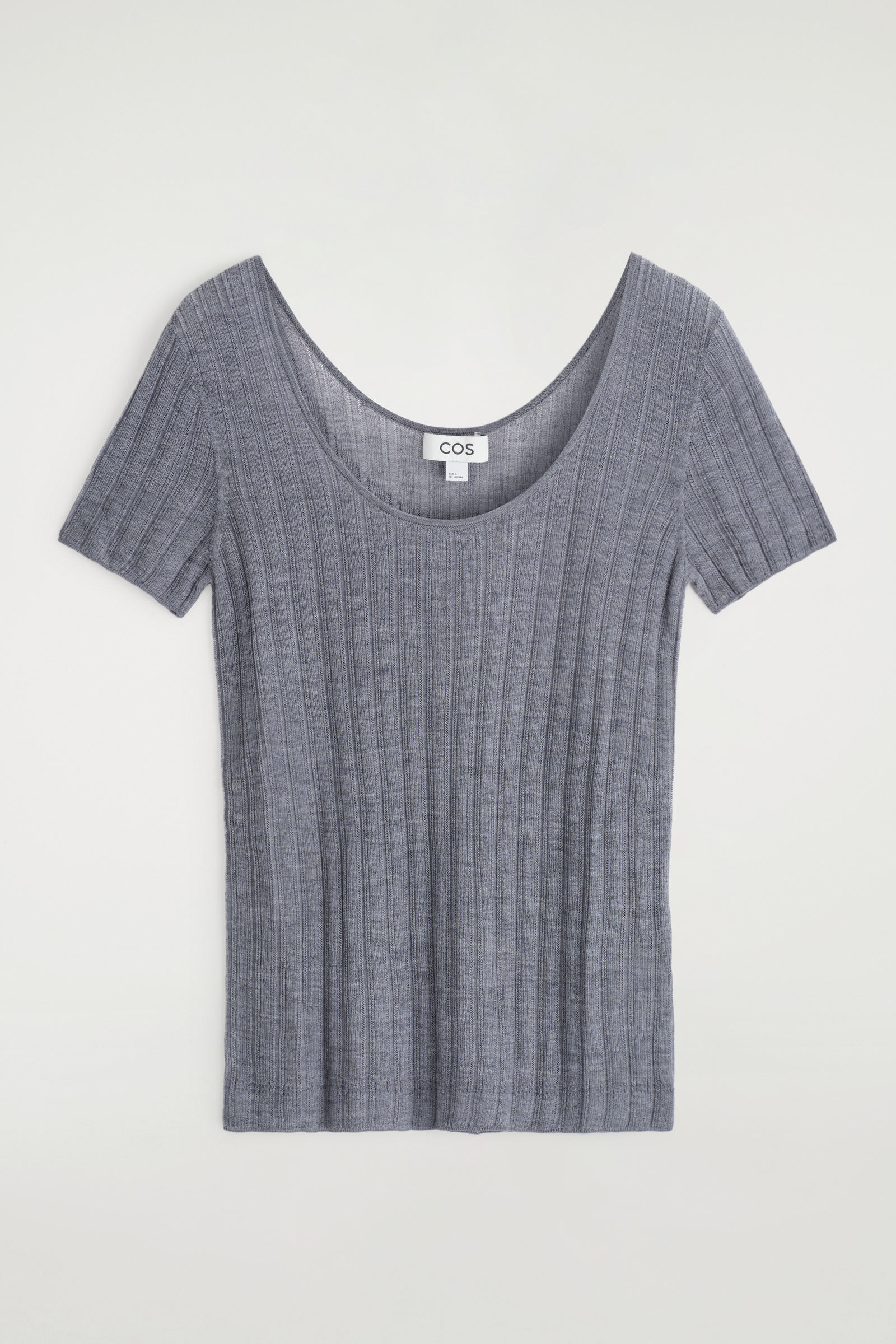 RIBBED-KNIT SILK T-SHIRT リブニットシルクTシャツ ライトグレー 