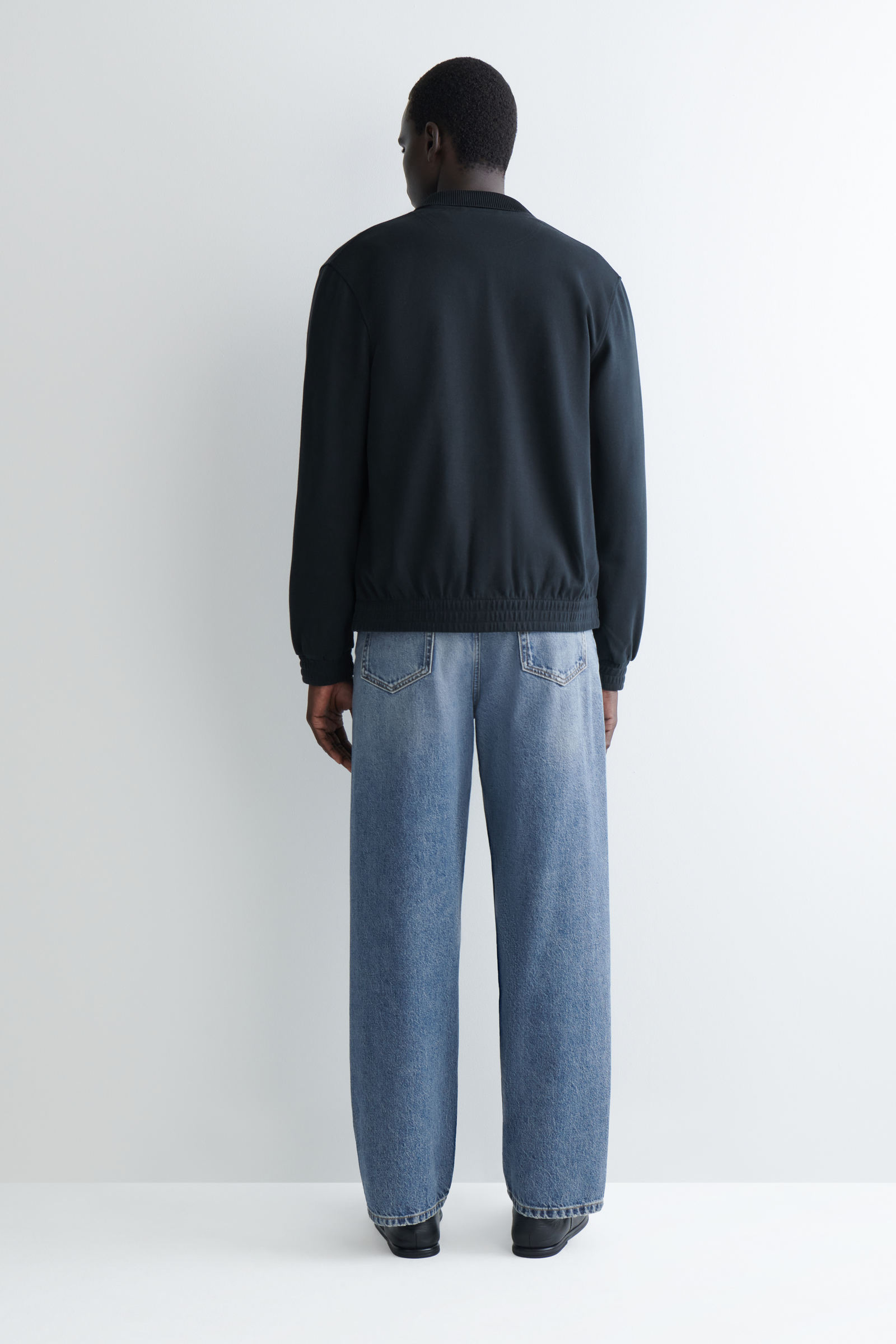 JERSEY HARRINGTON JACKET ジャージーハリントンジャケット ネイビー