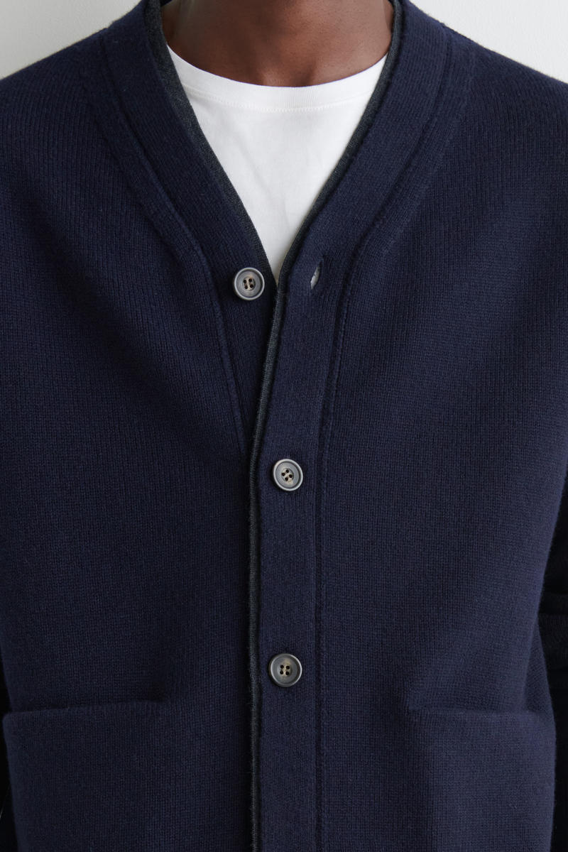 LAYERED MERINO WOOL CARDIGAN レイヤードメリノウールカーディガン