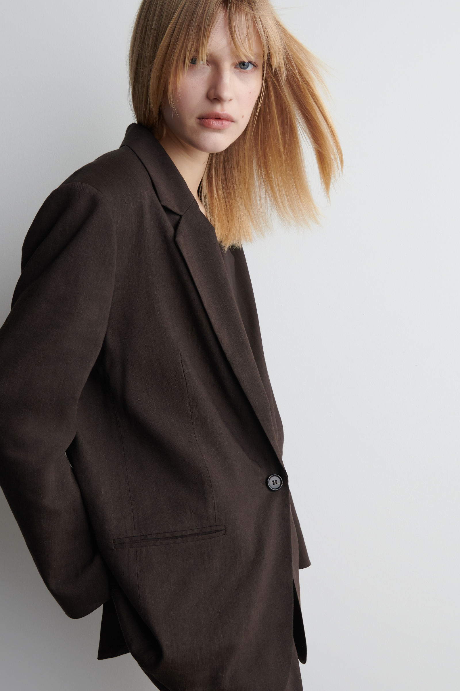 SINGLE-BREASTED LINEN BLAZER シングルブレストリネンブレザー ダーク