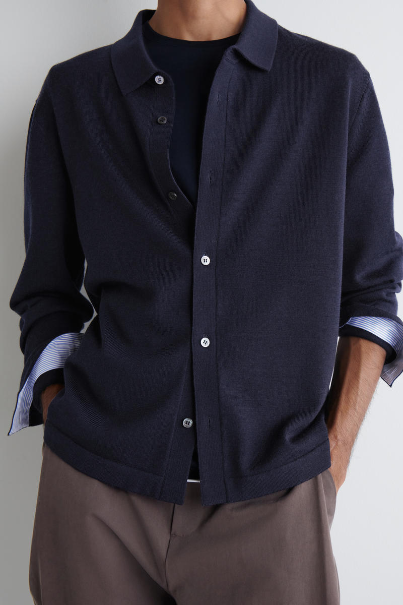 COS ミラノニットコットンシャツ MILANO-KNIT COTTON SHIRT ミラノニットコットンシャツ ブラック｜COS