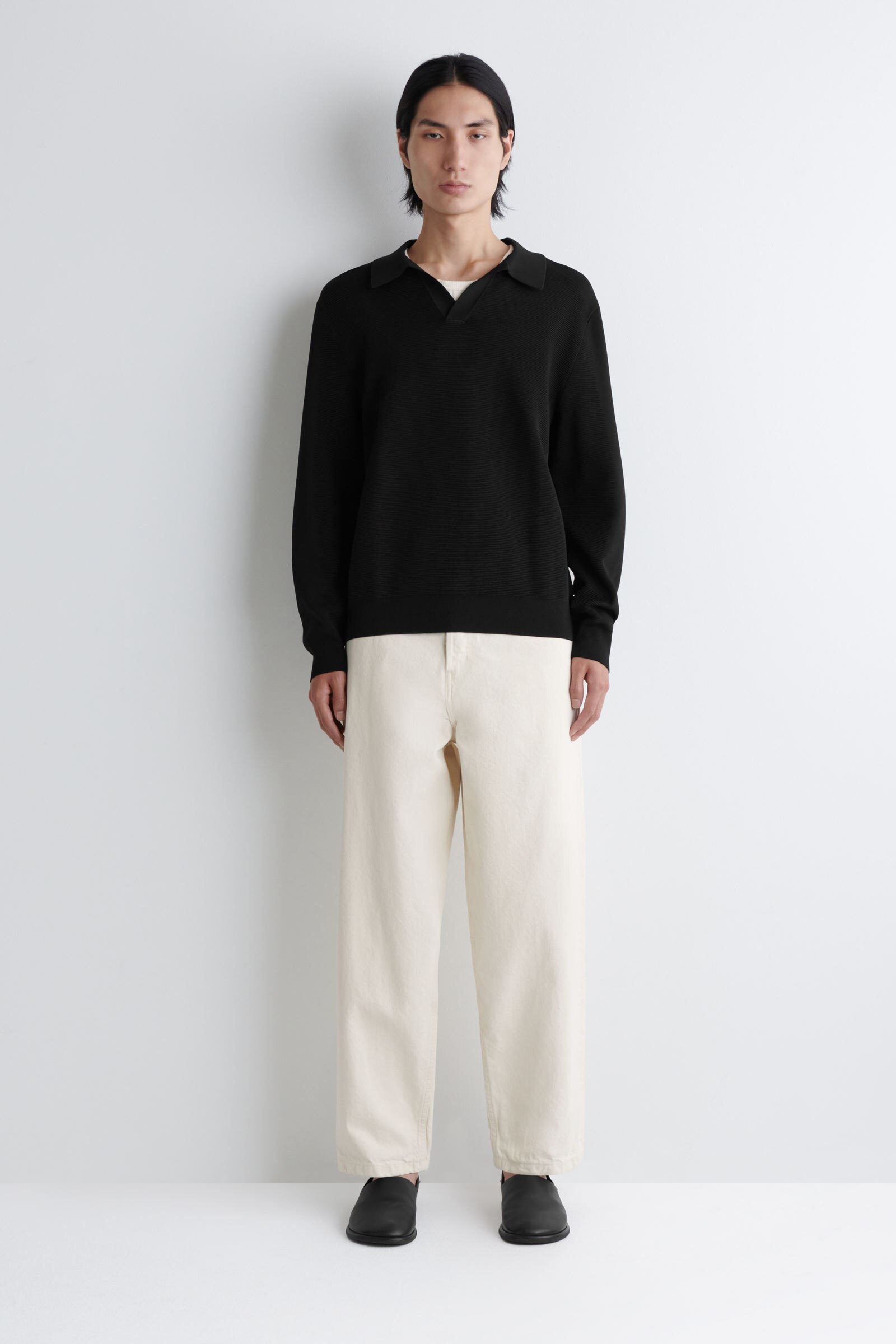 TEXTURED KNITTED POLO JUMPER テクスチャードニットポロジャンパー