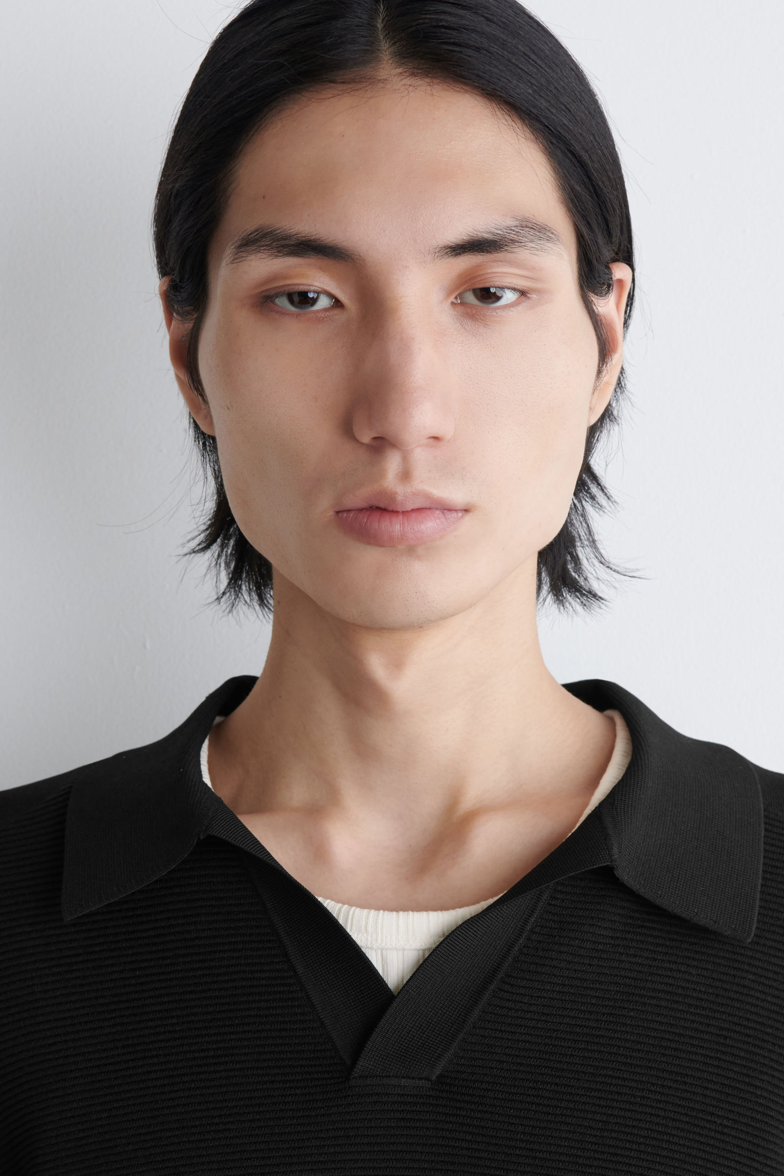 グレーニットp.v.cos様 洗えるダンボールニット袖異素材MIXワンピース【25年10月カタログ