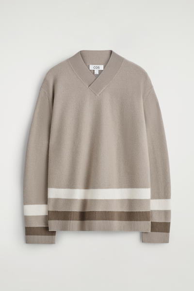 COS ストライプボイルドメリノウールセーター